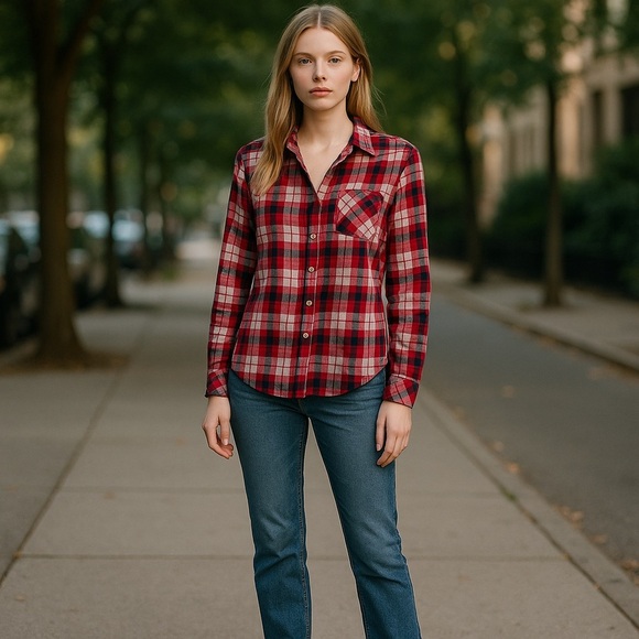 Victoria's Secret Red Plaid Pajama Shirt - Picture 2 of 9
